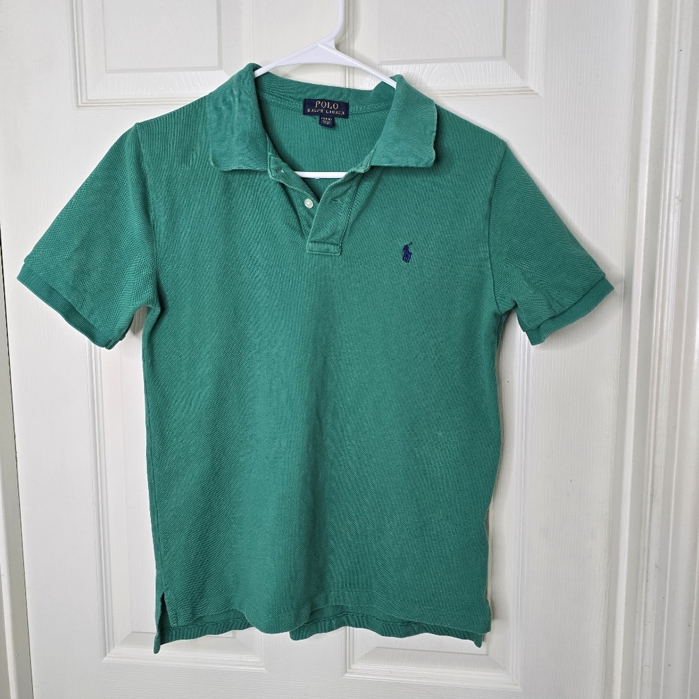 Polo by Ralph Lauren Boys Pique Green Polo‎ Shirt Cotton L (14-16)